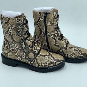 Snake print combat boot